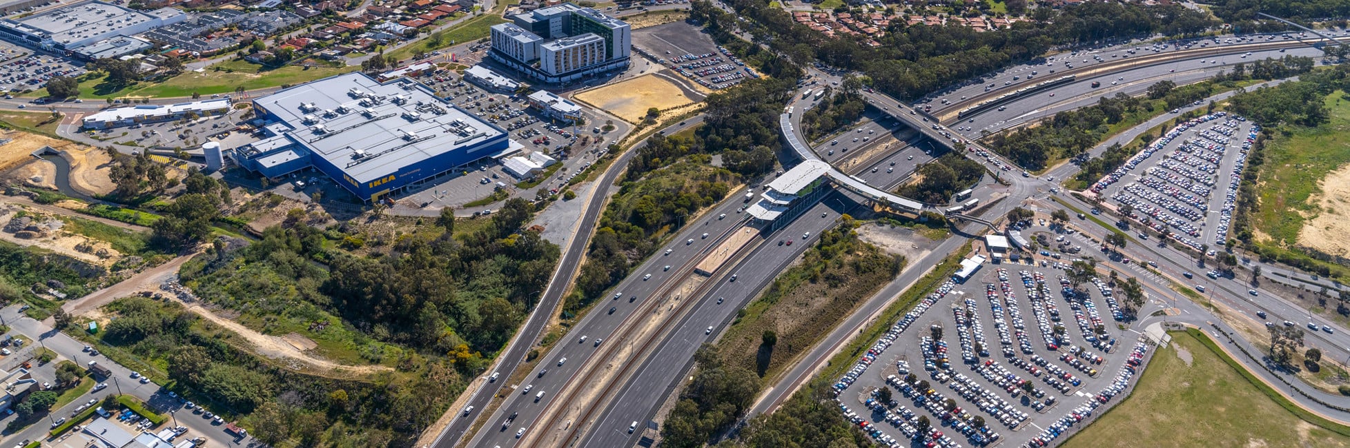 Aerial view of Mitchell Freeway near Cedric Street