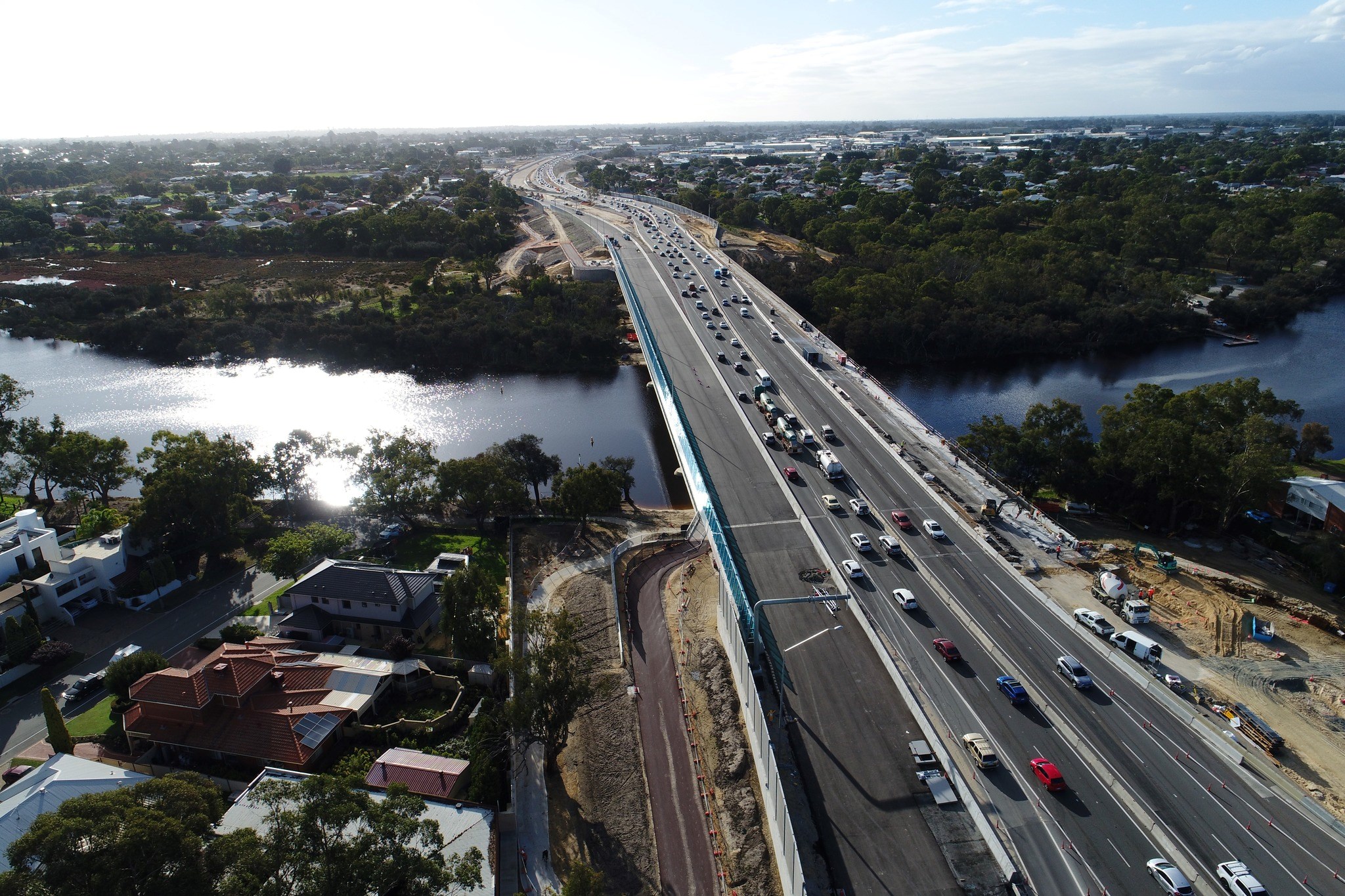 Arial photo of the Redcliffe Bridge - Tonkin Highway