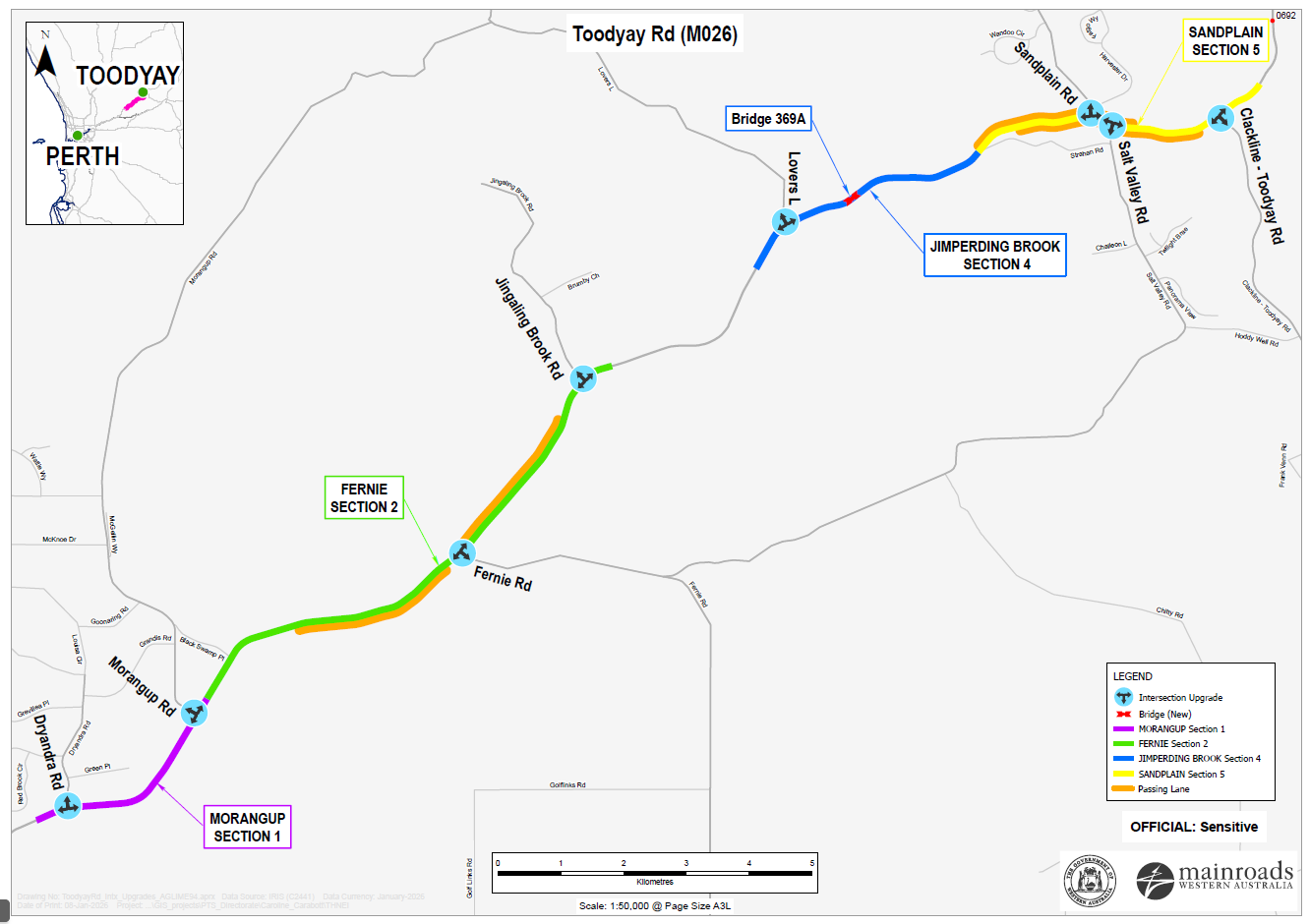 Toodyay Road Safety Improvements - Project map - June 2023 - small