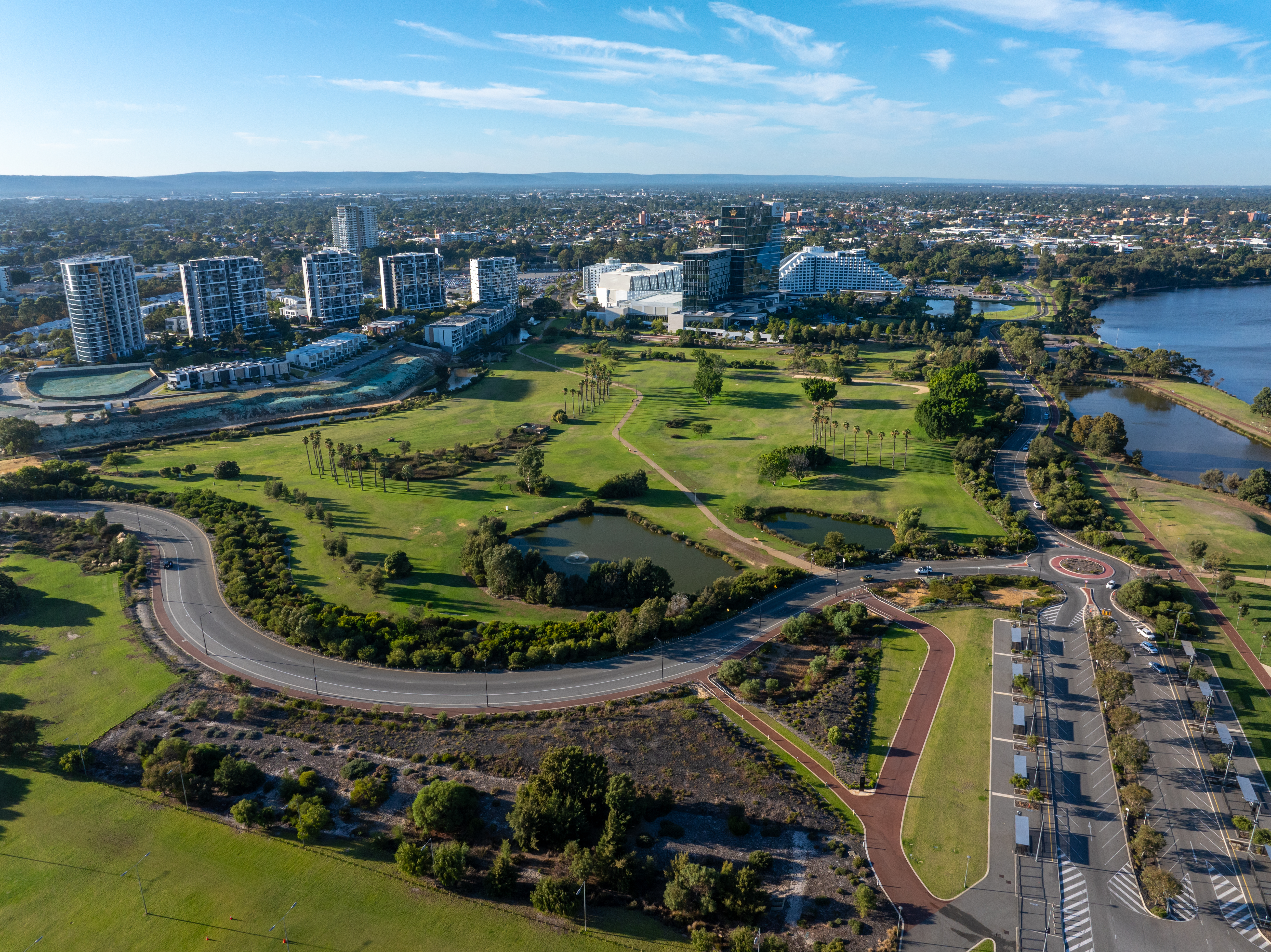Arial shot of Burswood Park