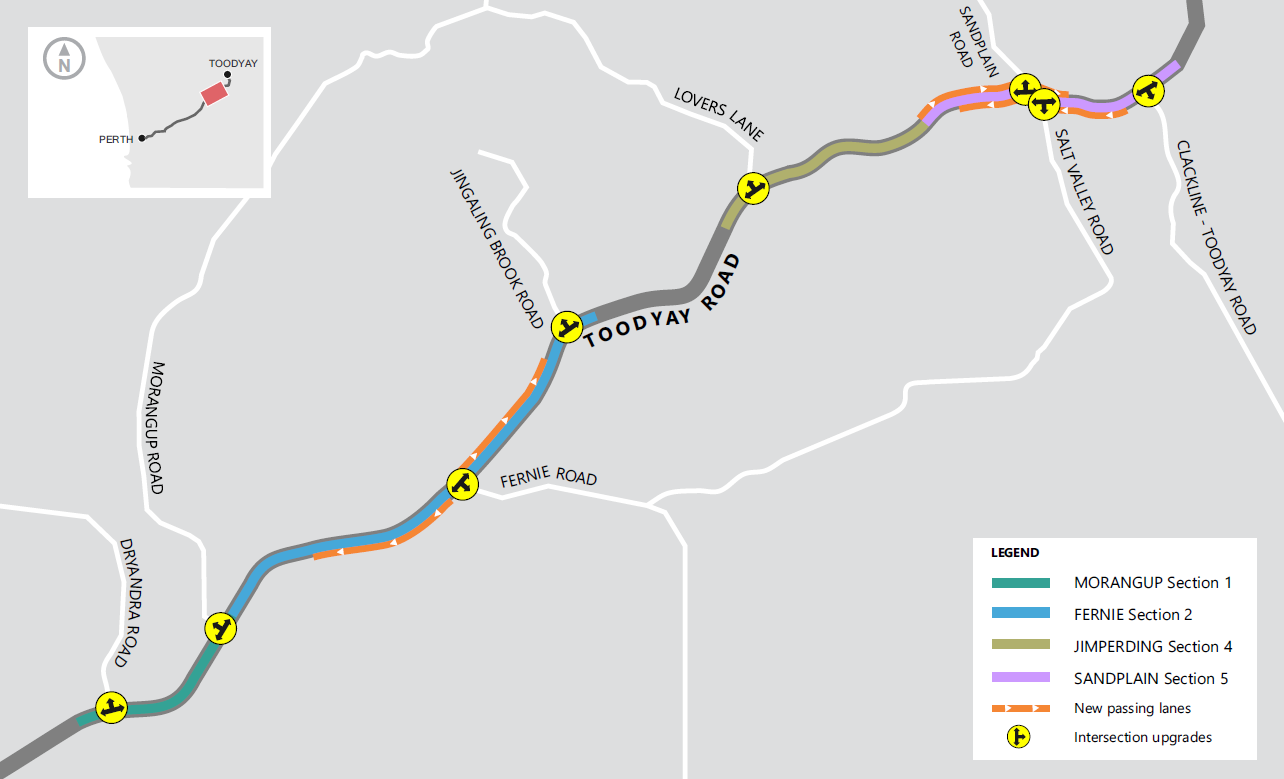 Toodyay Road Safety Improvements - Project map - June 2023 - small