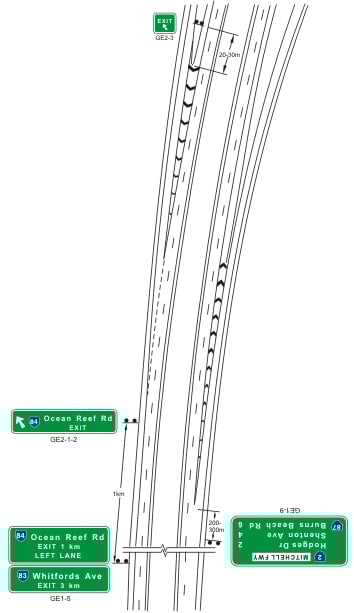 Example of sign at a single lane exit from a freeway.jpg