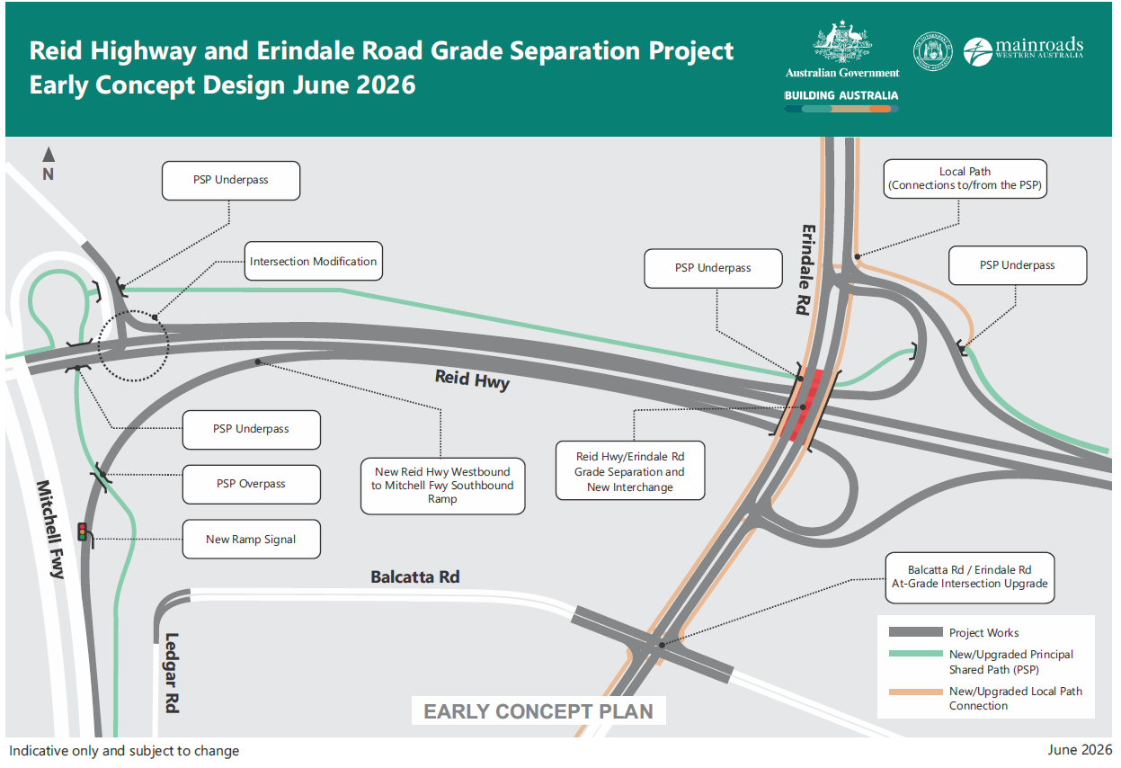 Reid Highway Erindale Road Intersection Map