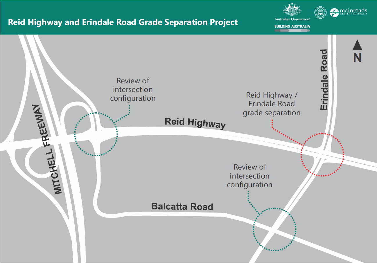 Reid Highway Erindale Road Intersection Map