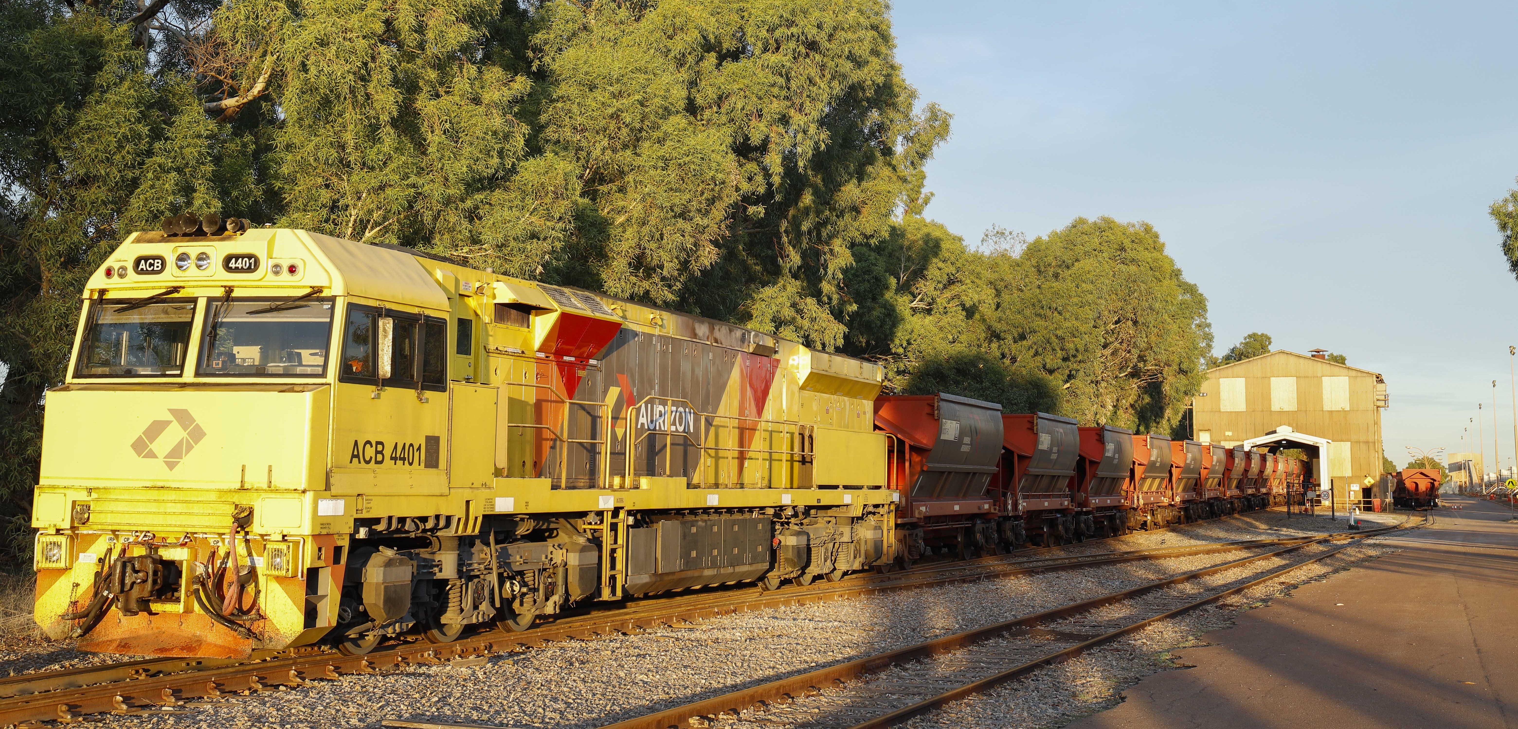 Railcar on tracks