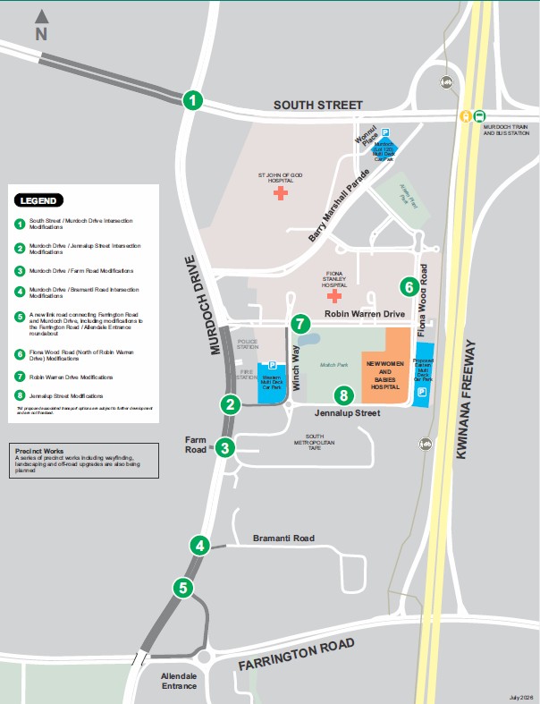 Fiona Stanley Hospital and Associated Transport Improvements Project Map