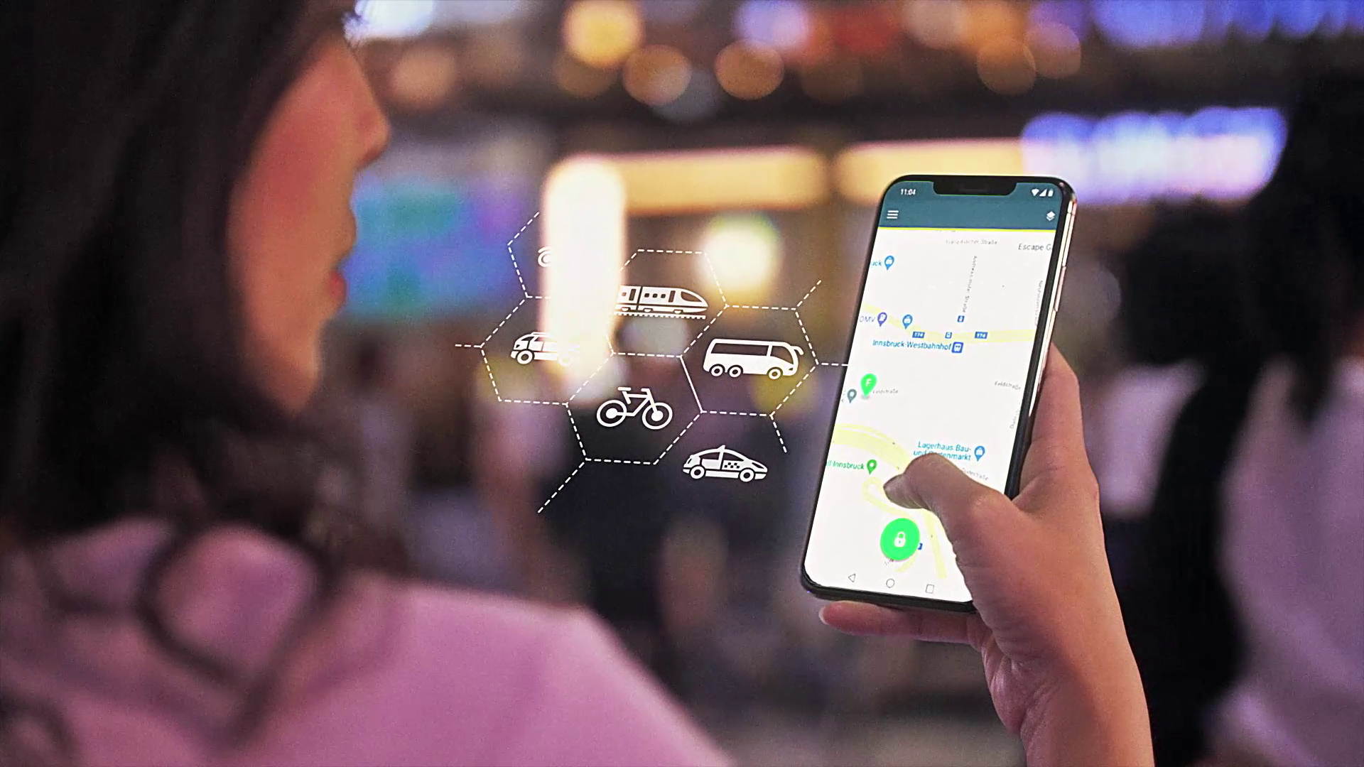 Person on a mobile phone looking at gps system