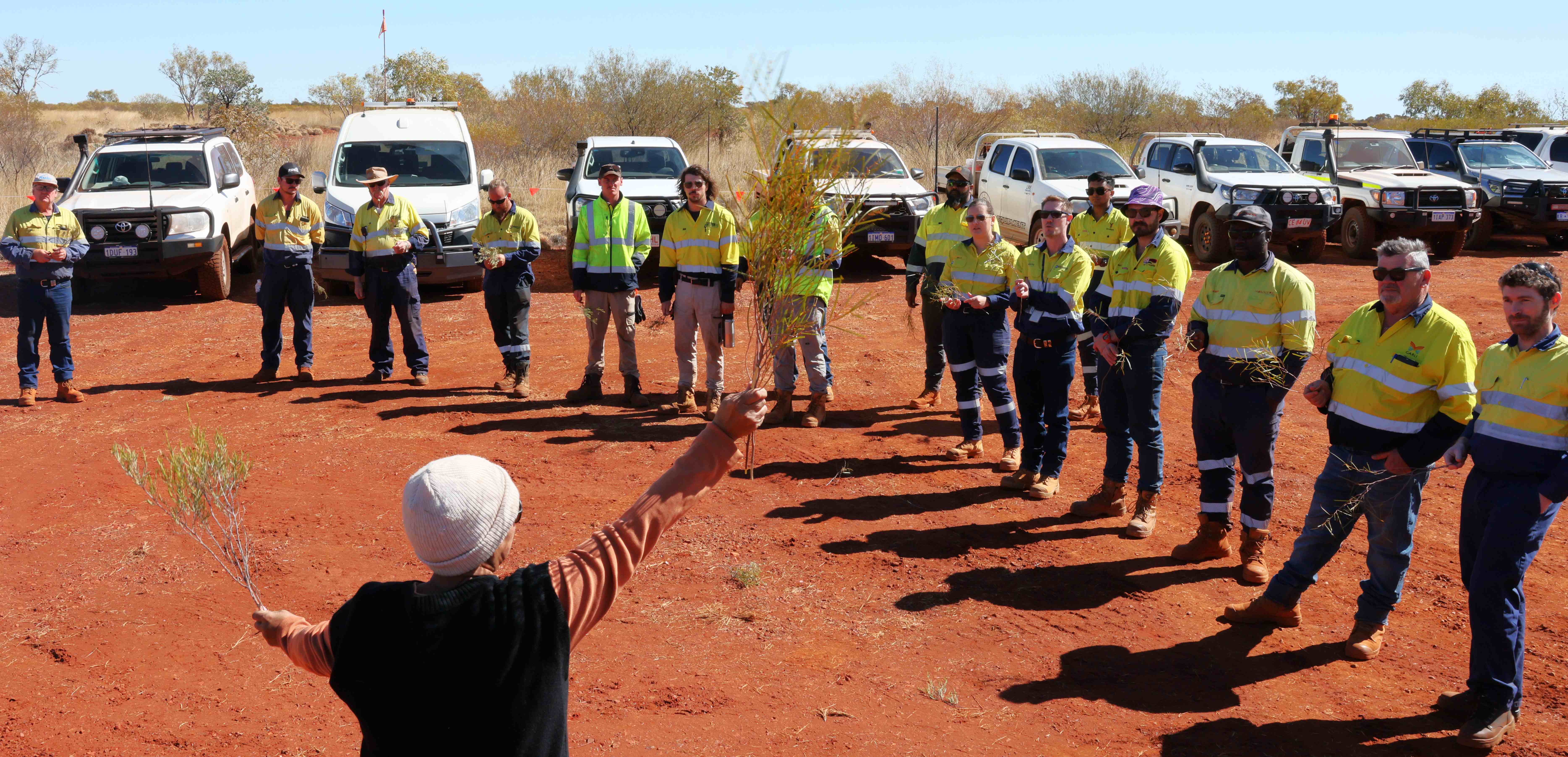Garli workers at Karratha Tom Price smoking ceremony