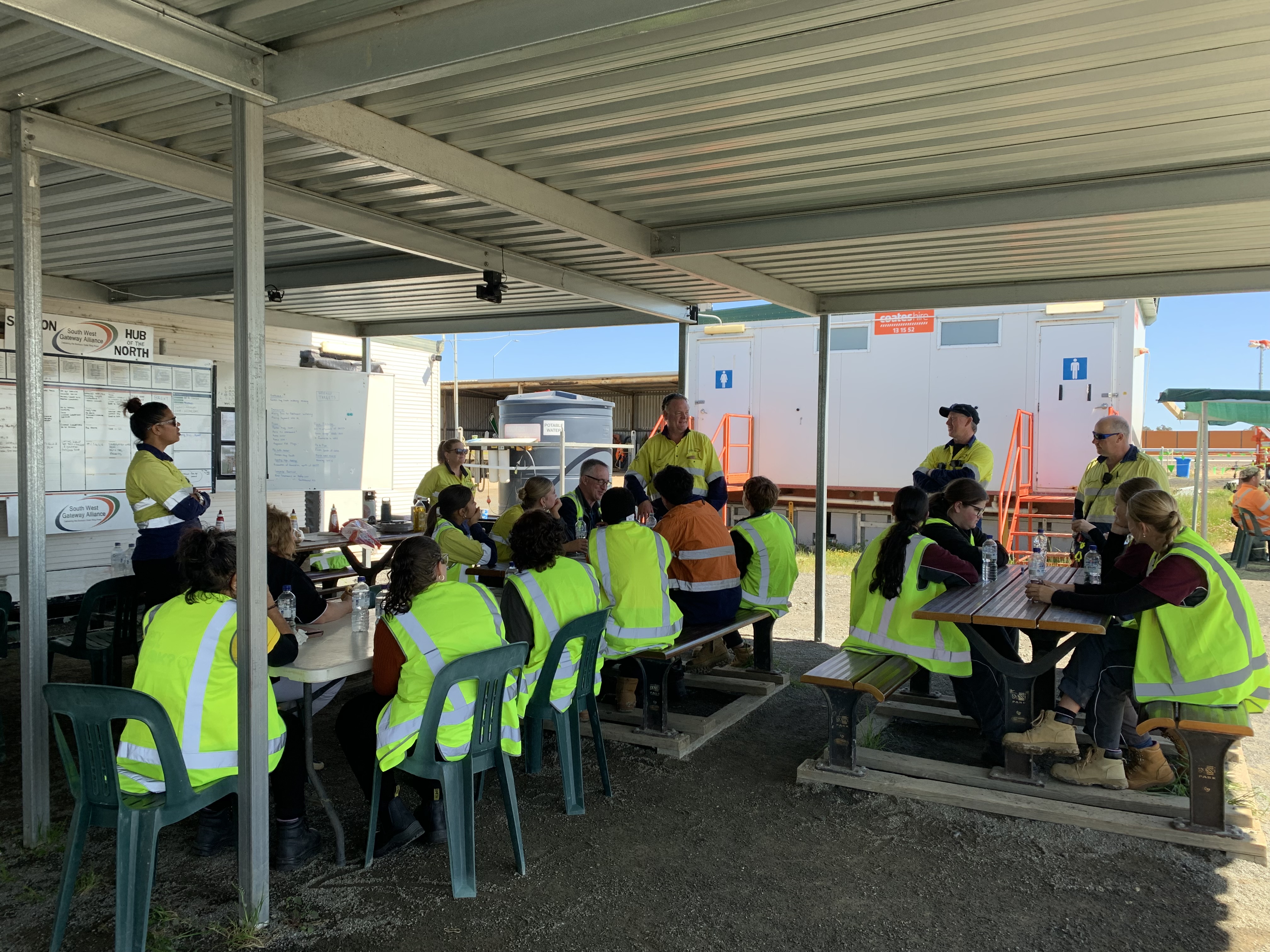 Students at BBQ Lunch on site