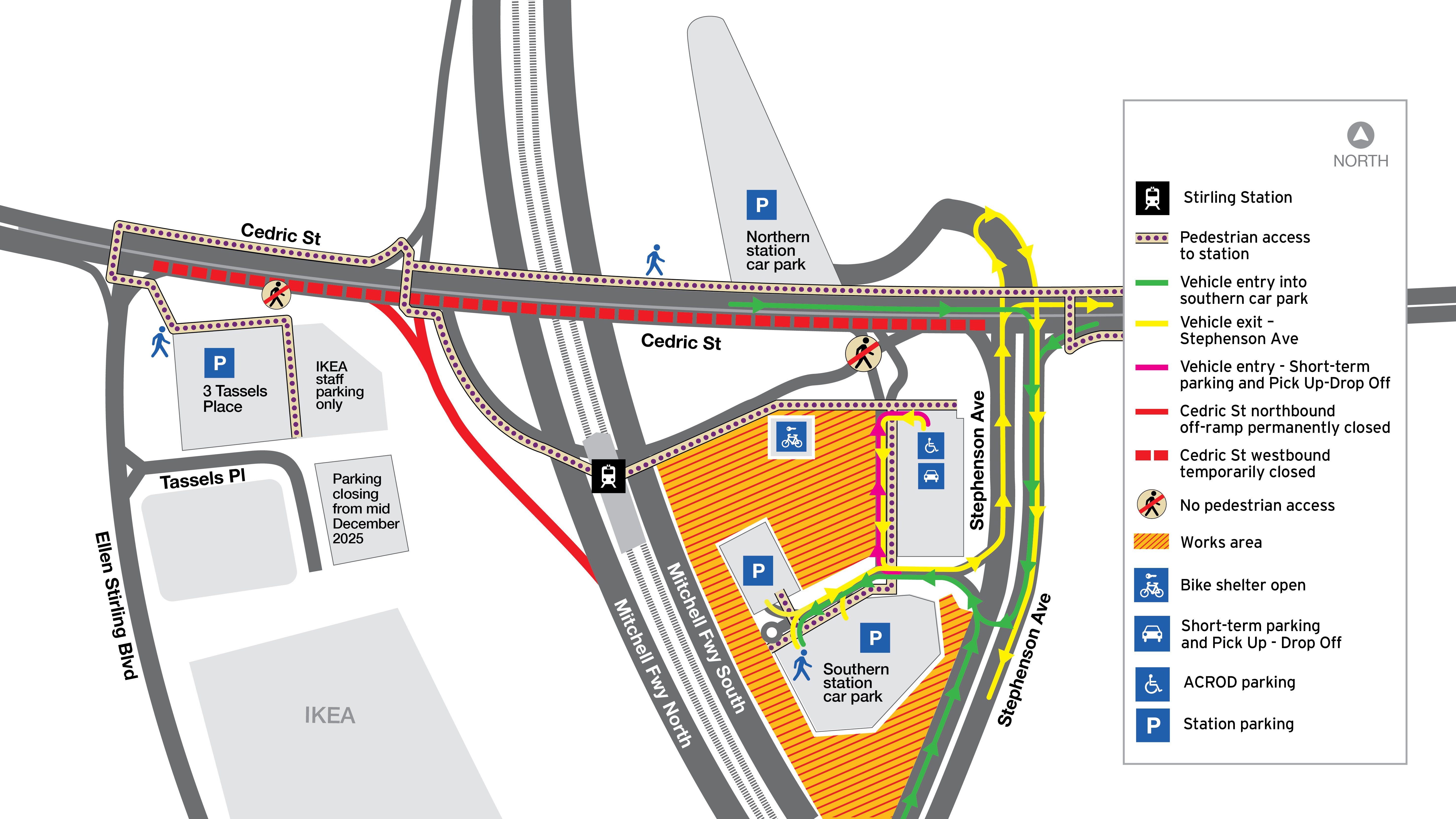 Stephenson Car Park Staged Detour Map