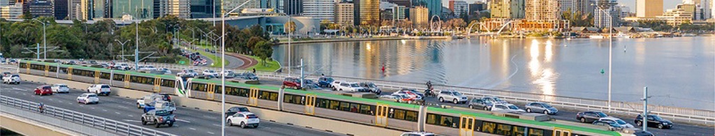 Kwinana Freeway with Perth skyline