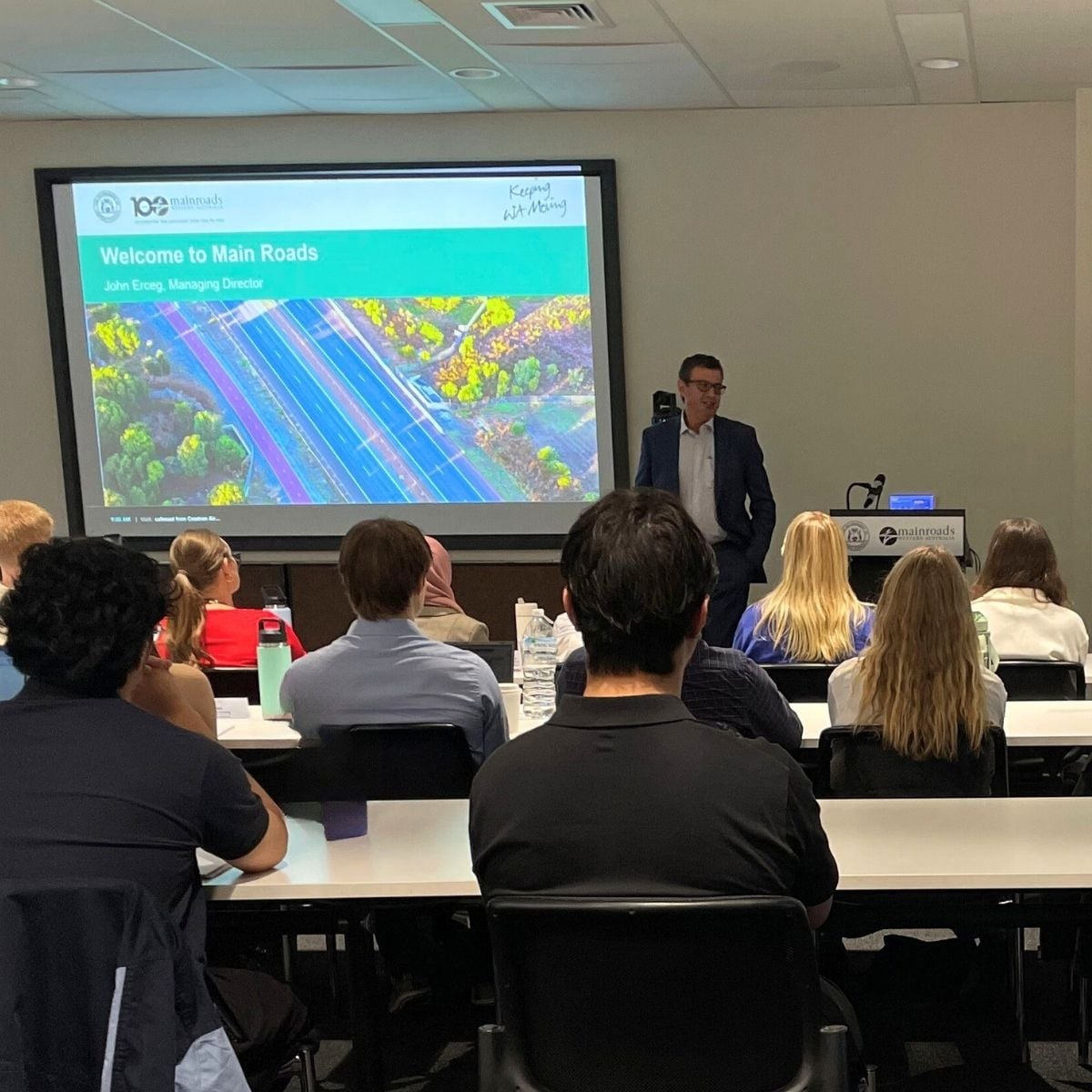 John Erceg, Managing Director, talking to the 2026 Main Roads Graduate cohort.