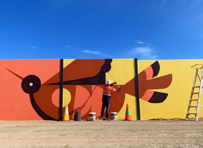 Mural being painted