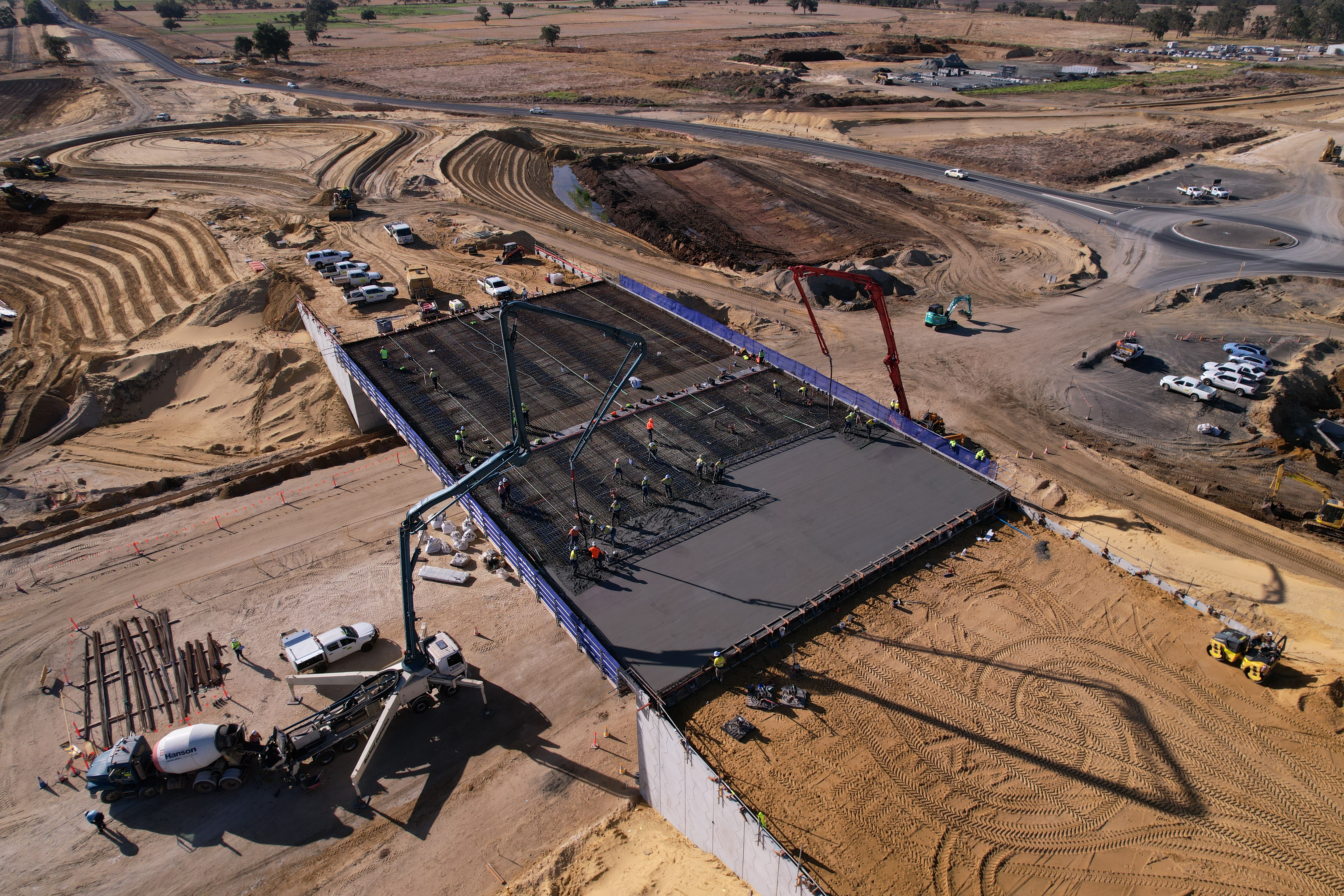 Top deck – pouring concrete for the Raymond Road bridge deck