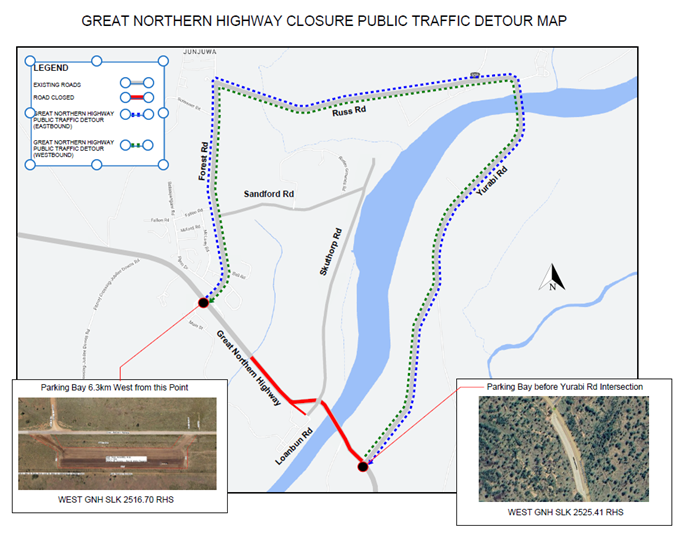 Detour map - Great Northern Hwy - 13 Sep