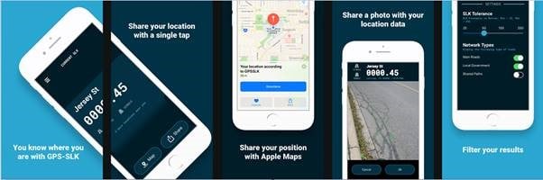 images of the SLK-GPS app on i-Phones screens