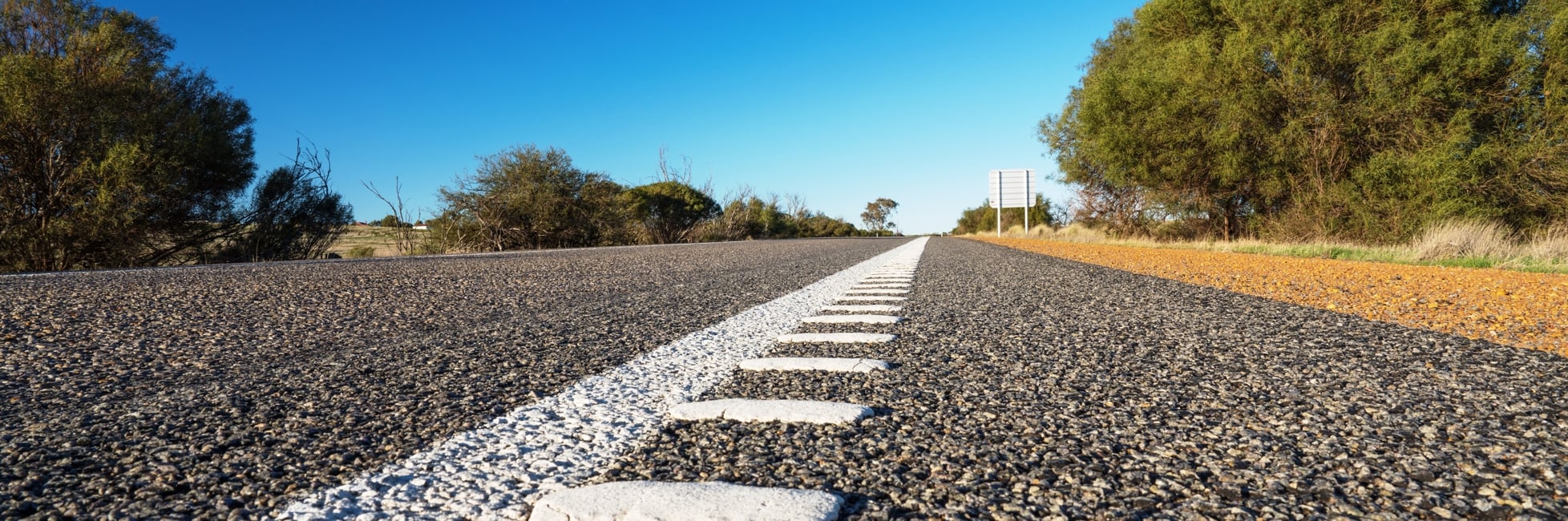 Close up picture of road white markings