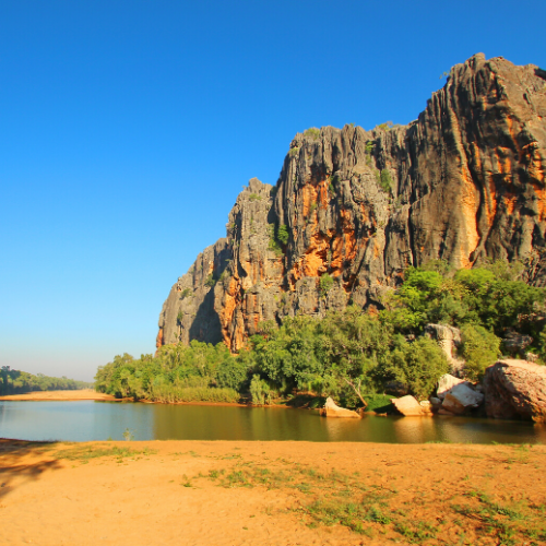 Rock near a lake beautiful landscape