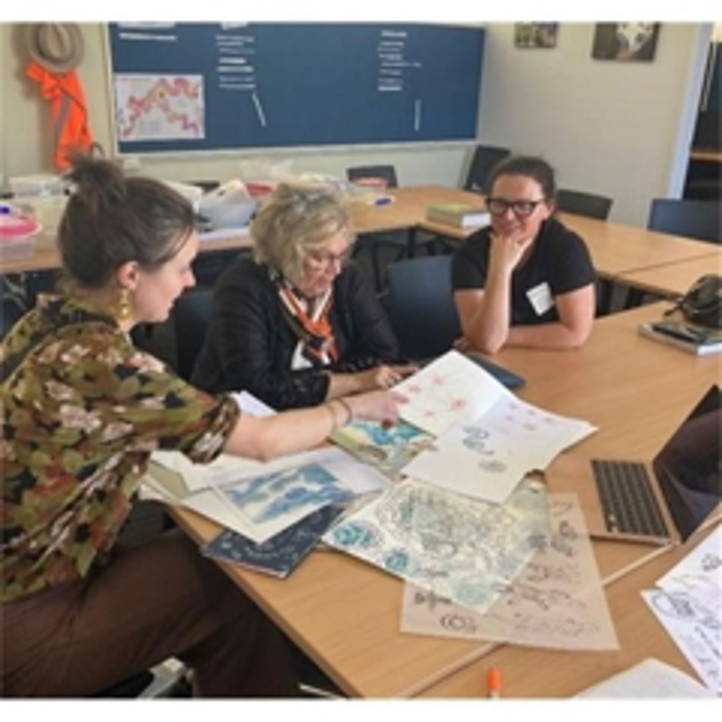 Meg Buckley (John Curtin College of the Arts teacher), Freda Ogilvie (Elder Reference Group member) and Nicky Croudace (Swan River Crossings Landscape Architect)