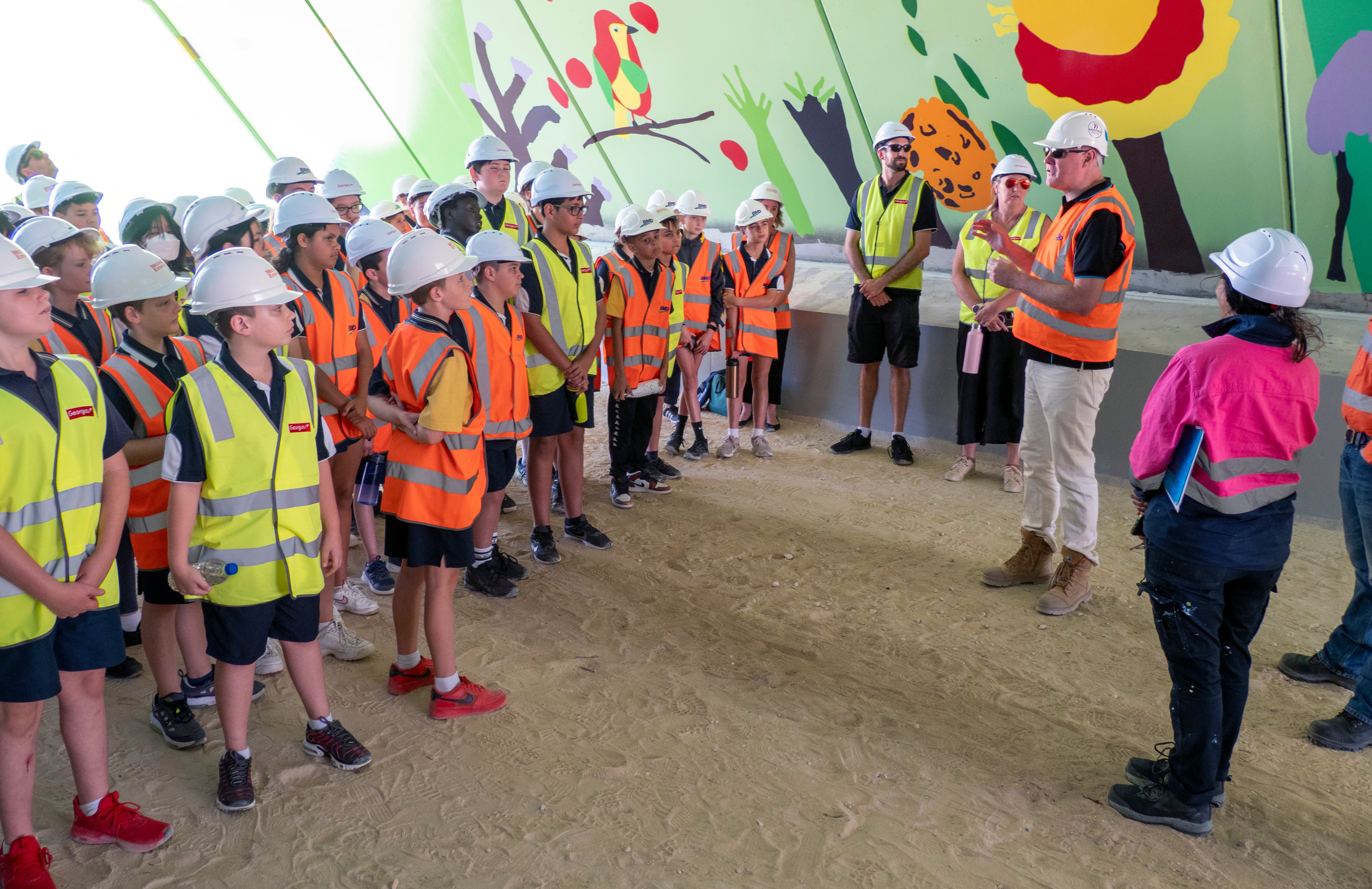 Lukin Drive underpass - School students and artwork.jpg
