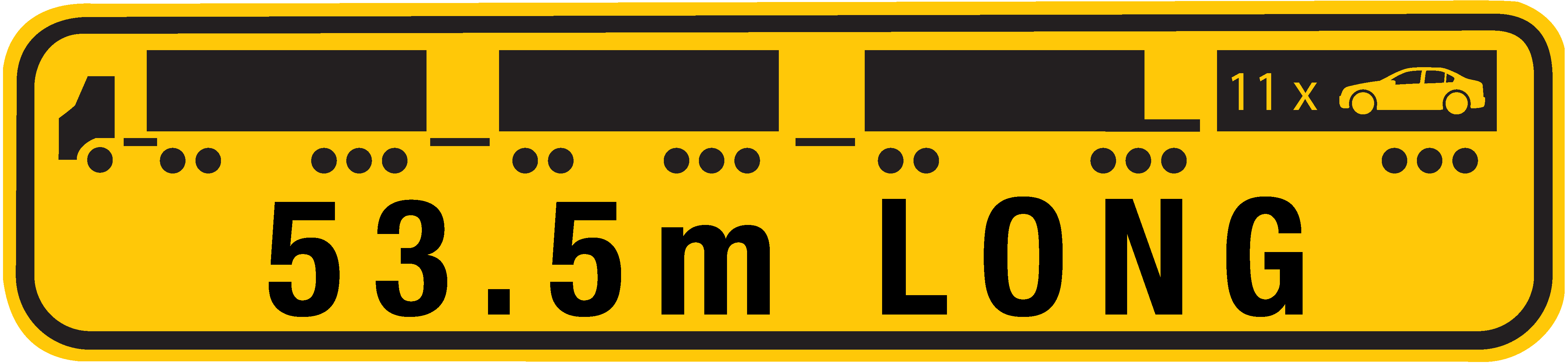 53.5m Road Train Sign with Car - Vector