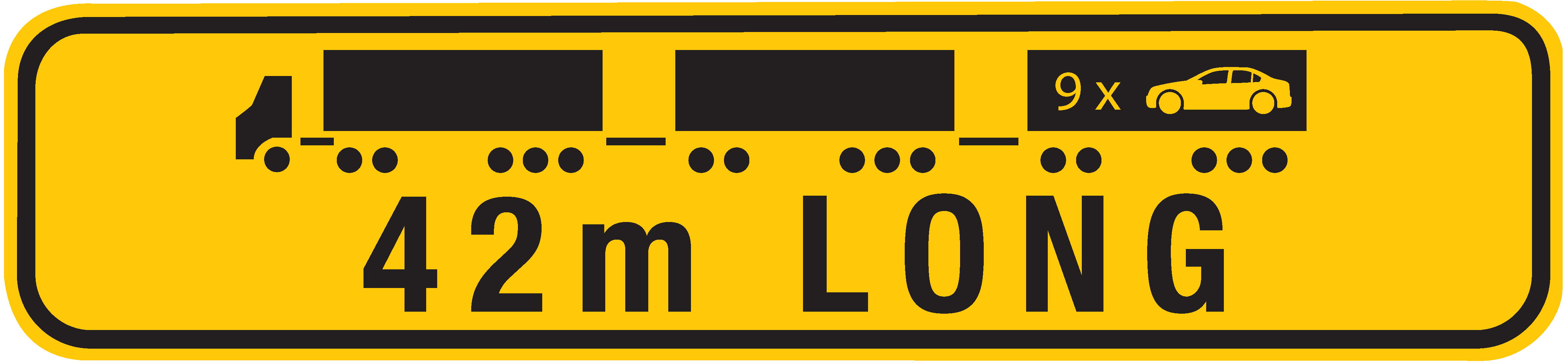 PBS 42m Road Train Sign with Car - Vector
