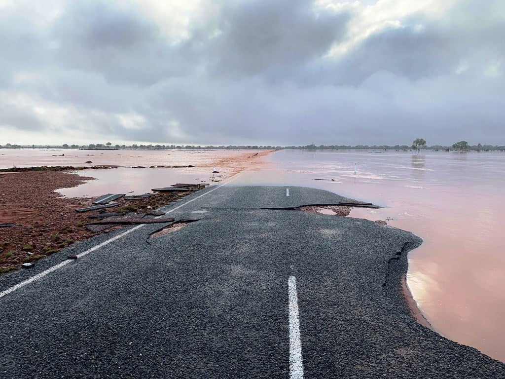 Road damaged and flooded