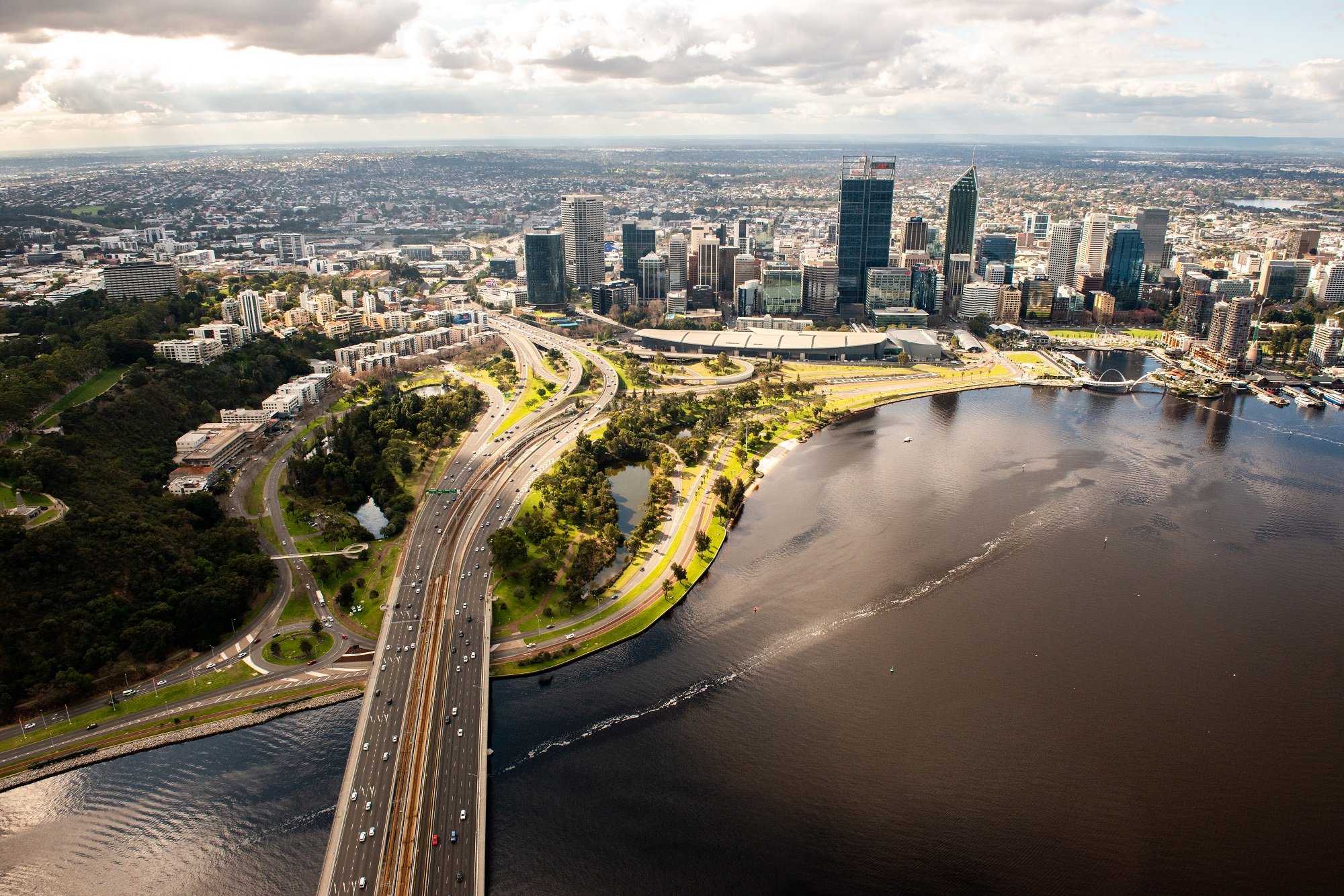 Aerial shot of Perth CBD