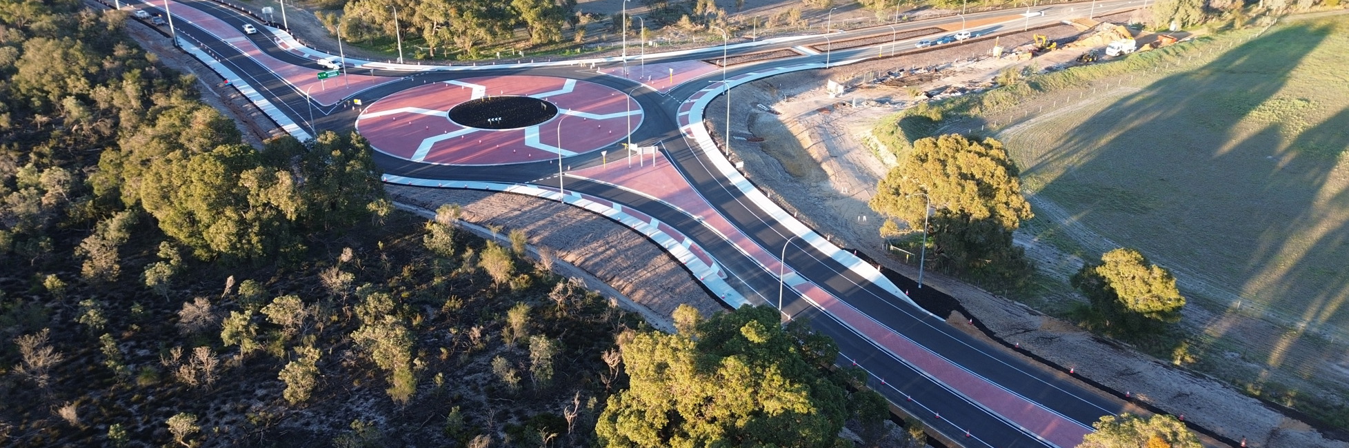 Drone shot of the completed Great Northern Highway and Rutland road intersection.
