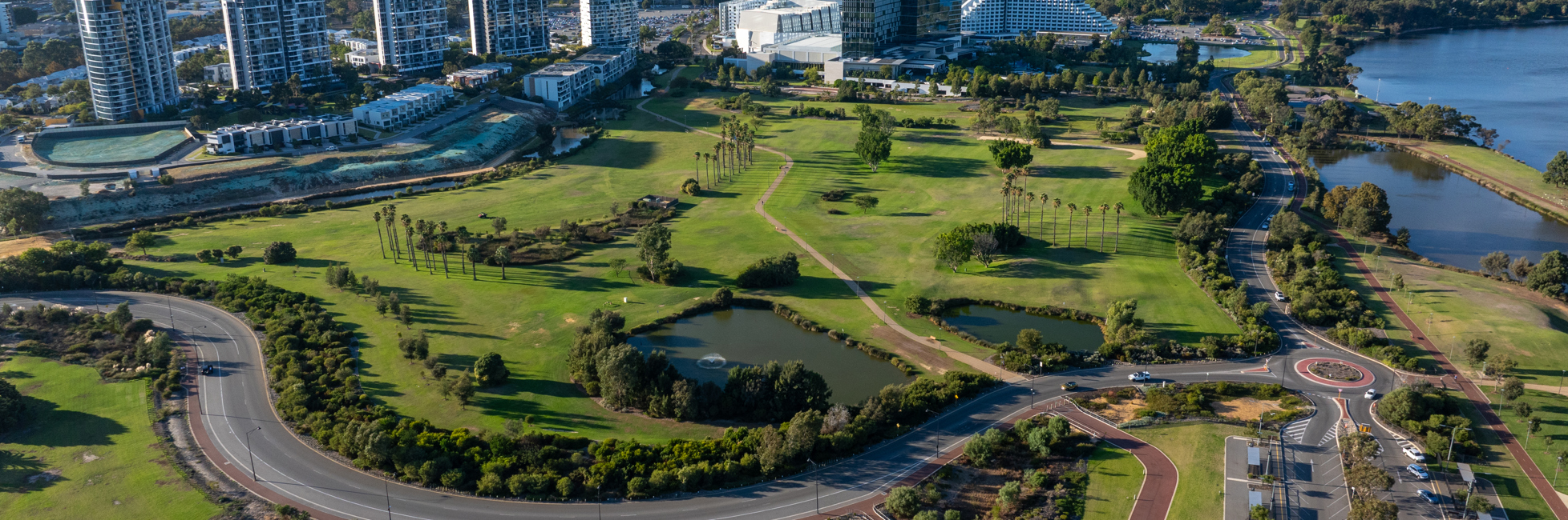 Arial shot of Burswood Park