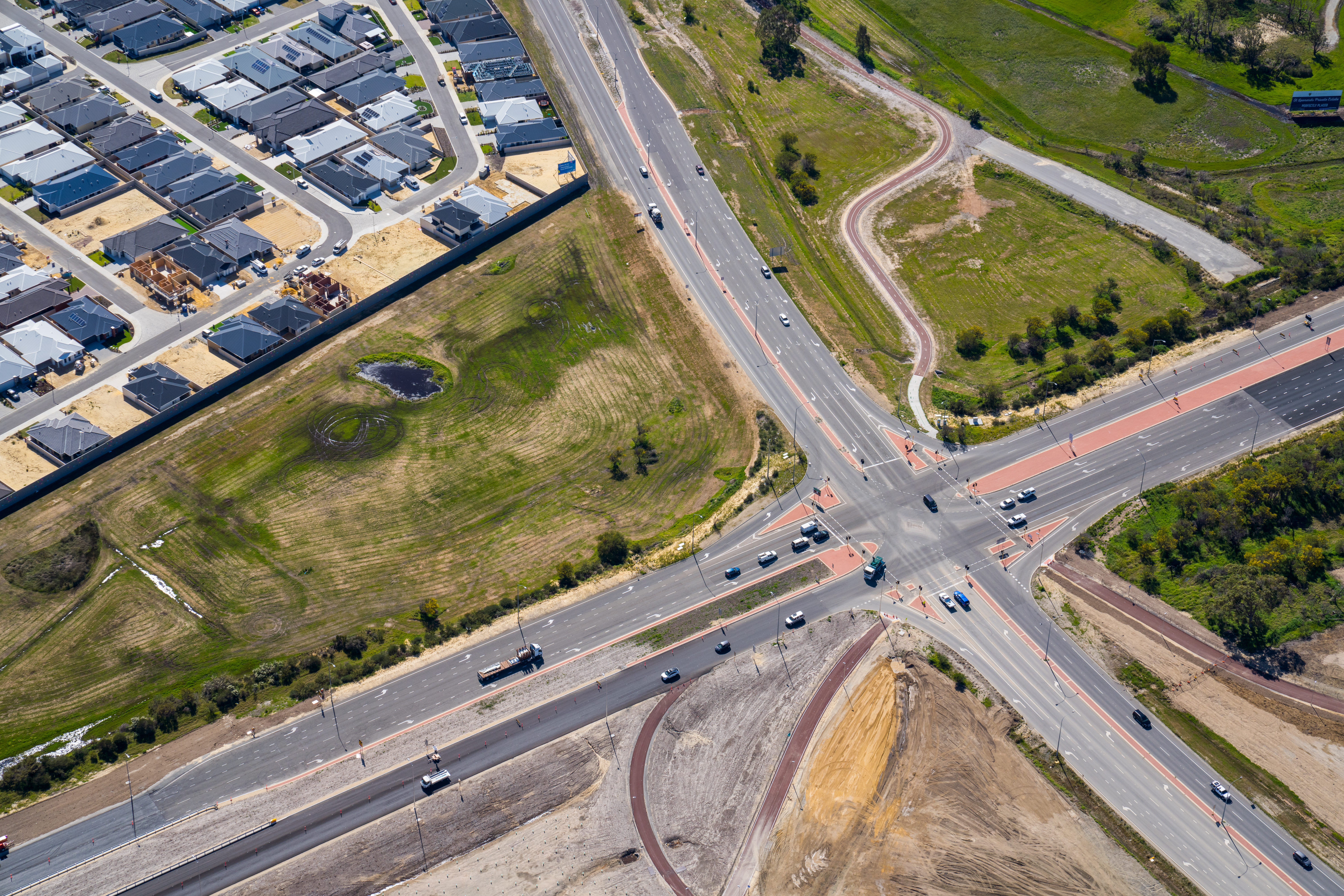 Aerial shot of Reid Highway interchanges