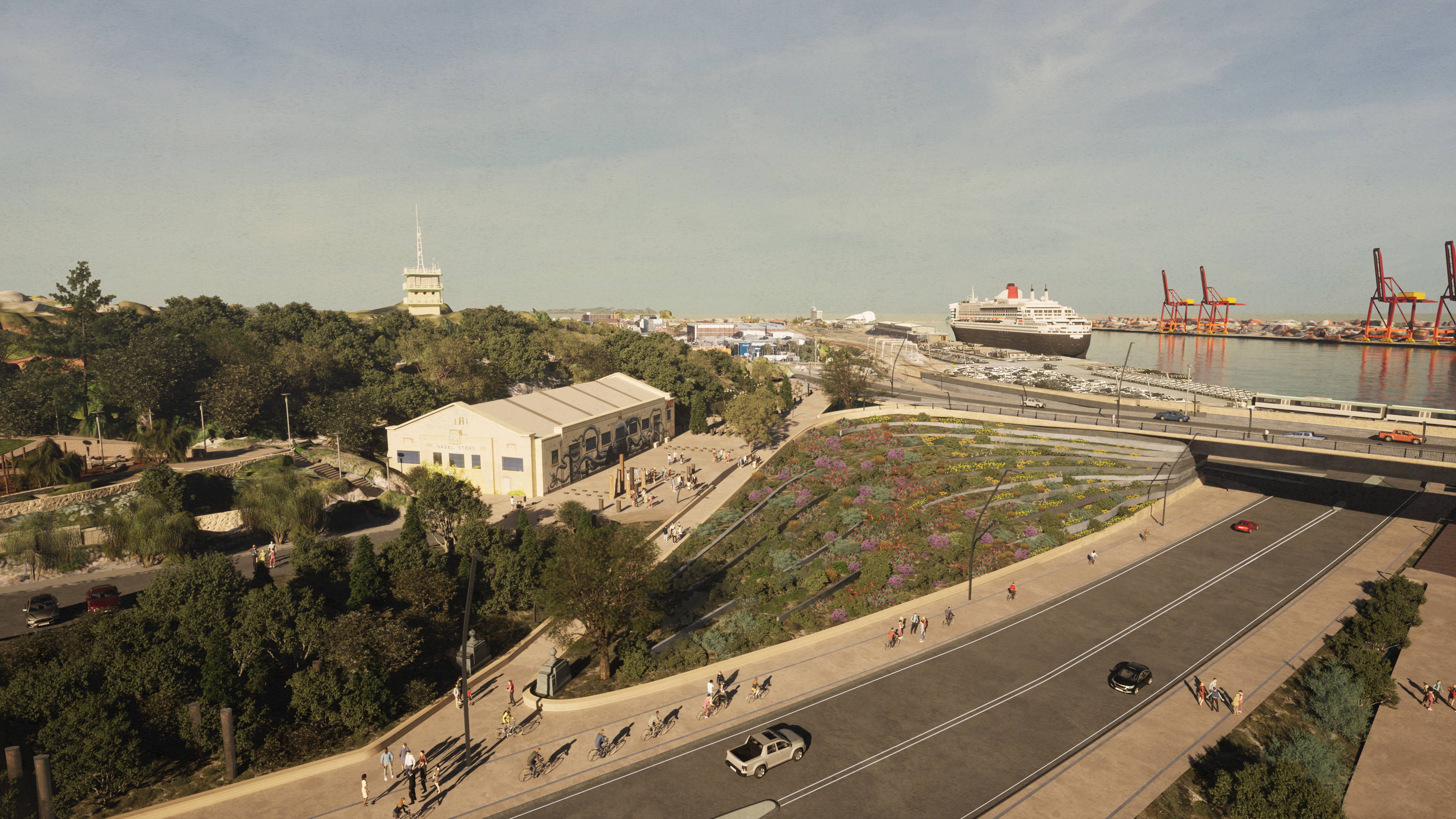 Aerial shot of Swan River Crossings Naval Store Community Space