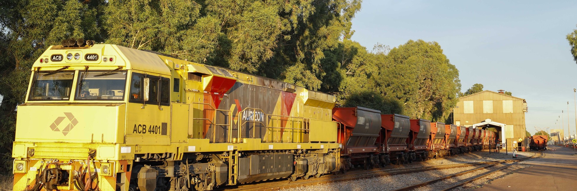 Railcar on tracks