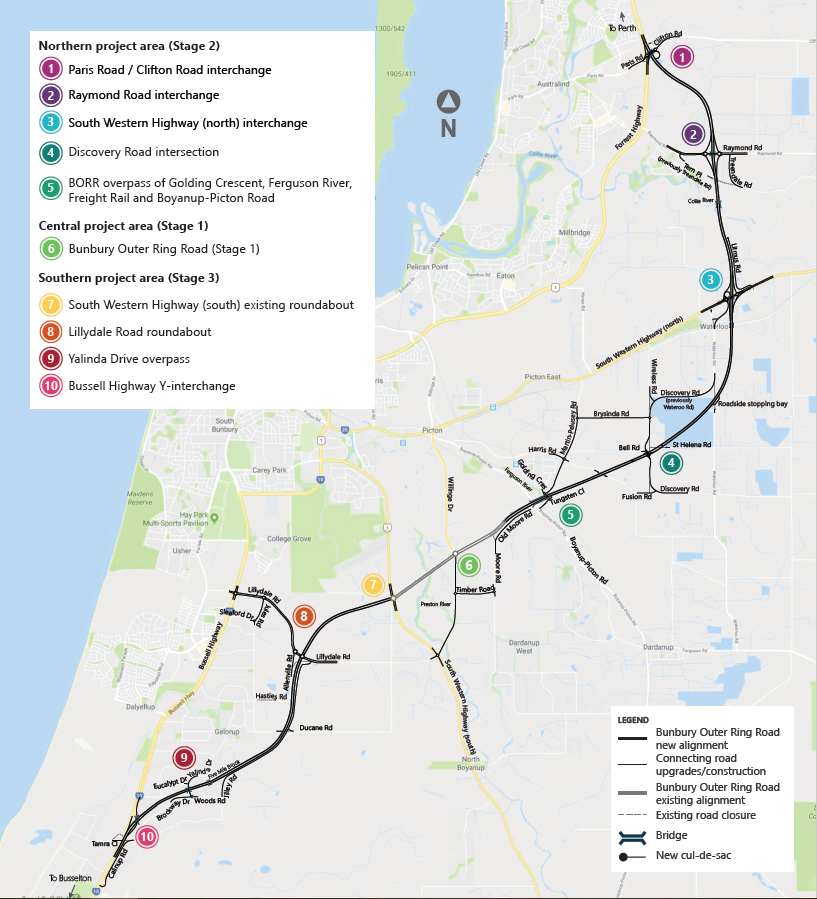 Bunbury Outer Ring road Map.png