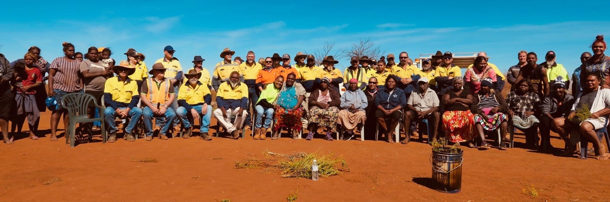 Community and the project team at a smoking ceremony