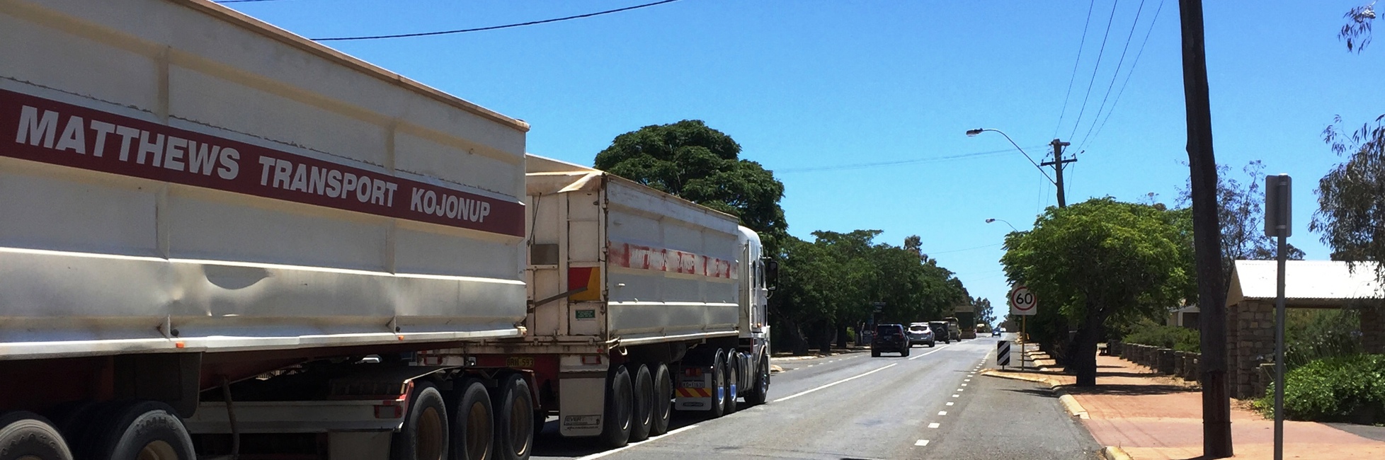 Heavy vehicle travelling along Kojonup Freight Route