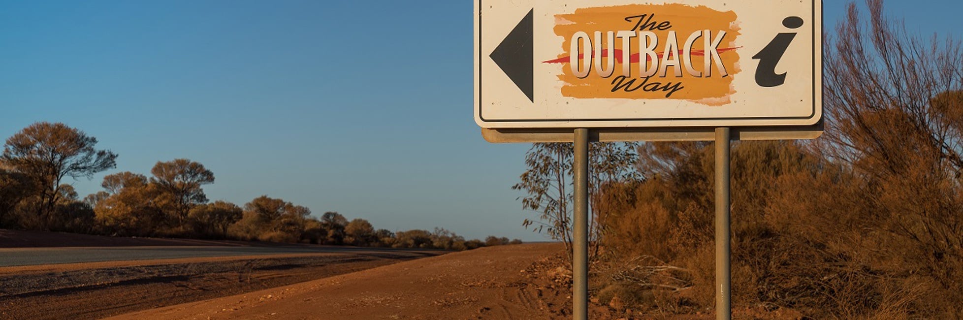 The Outback Way sign next to the road