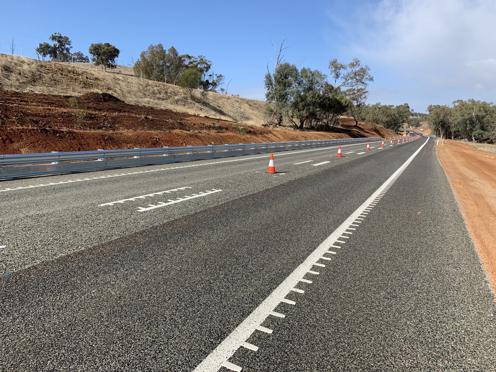 Construction cones in the middle of Toodyay road