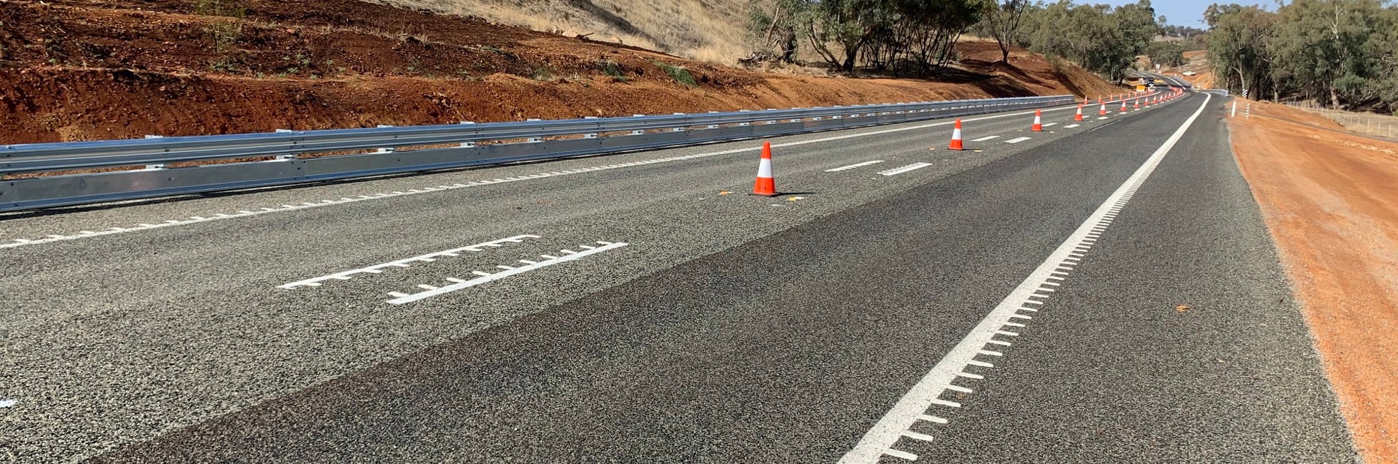 Construction cones in the middle of Toodyay road