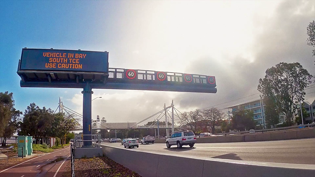 Variable message sign on the Smart Freeway