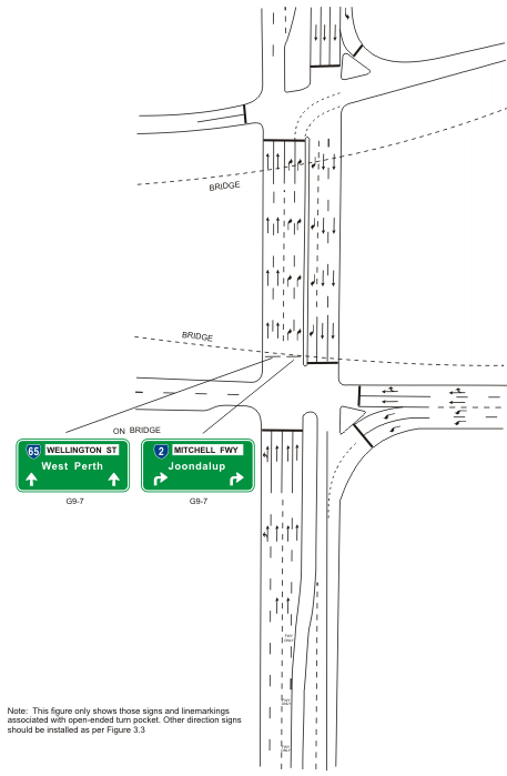 Example of sign at approaches to ramp terminals - open ended right turn pocket.jpg