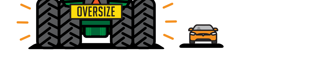 Illustration of an oversized vehicle and a car, with text